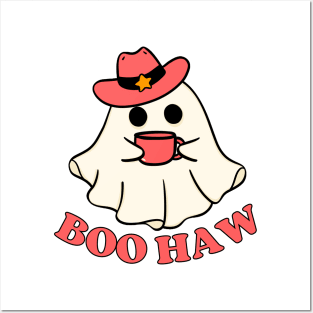 Boo Haw Cute Western Halloween Cowgirl Ghost Spooky Vibes Posters and Art